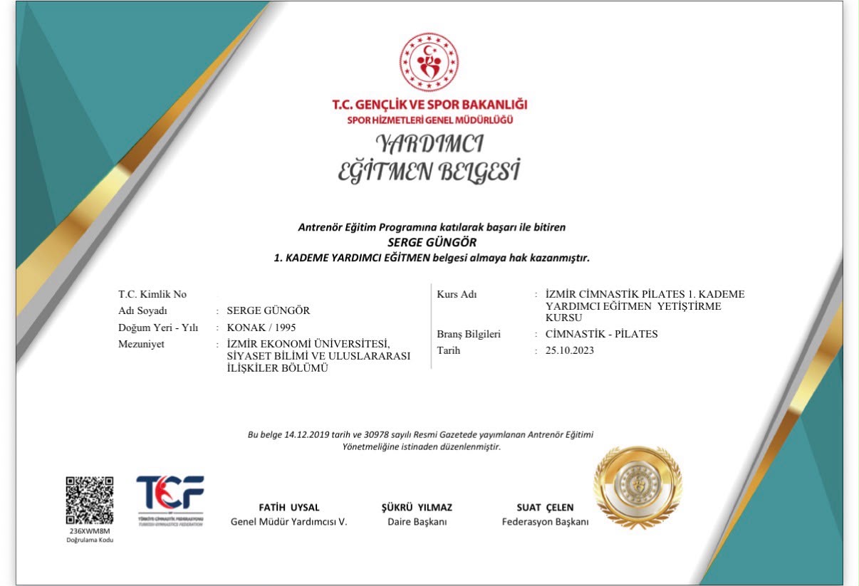 TCF 2. Kademe Pilates Belgesi